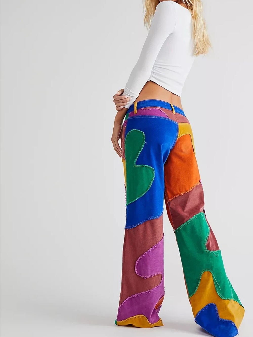 Free People The Fabulous Funky Supernova Cord Corduroy Pants Size 29 Patchwork